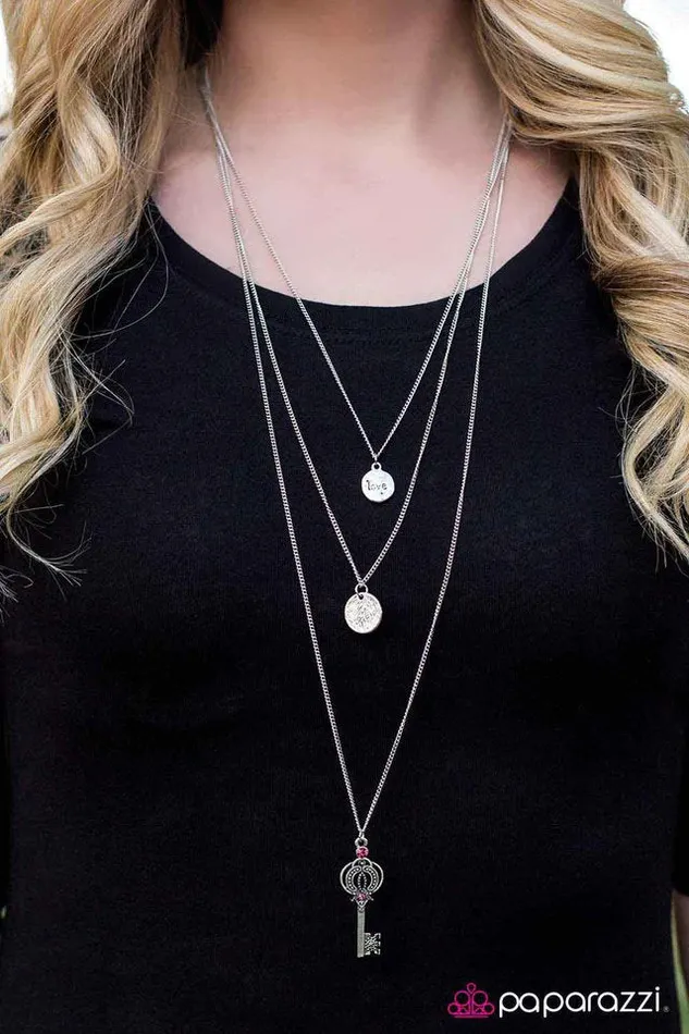 Paparazzi Necklace The Key To Love Pink Paparazzi Jewelry Necklaces