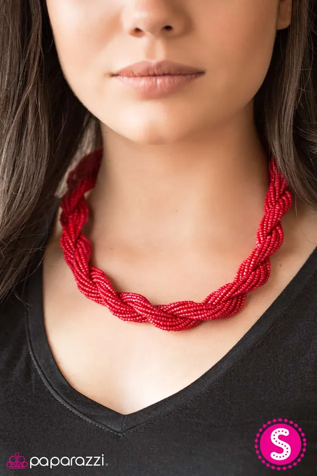 Paparazzi Necklace Tropical Twist Red Paparazzi Jewelry Necklaces