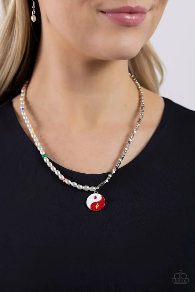 Paparazzi Necklace Youthful Yin and Yang Red Paparazzi Jewelry Necklaces