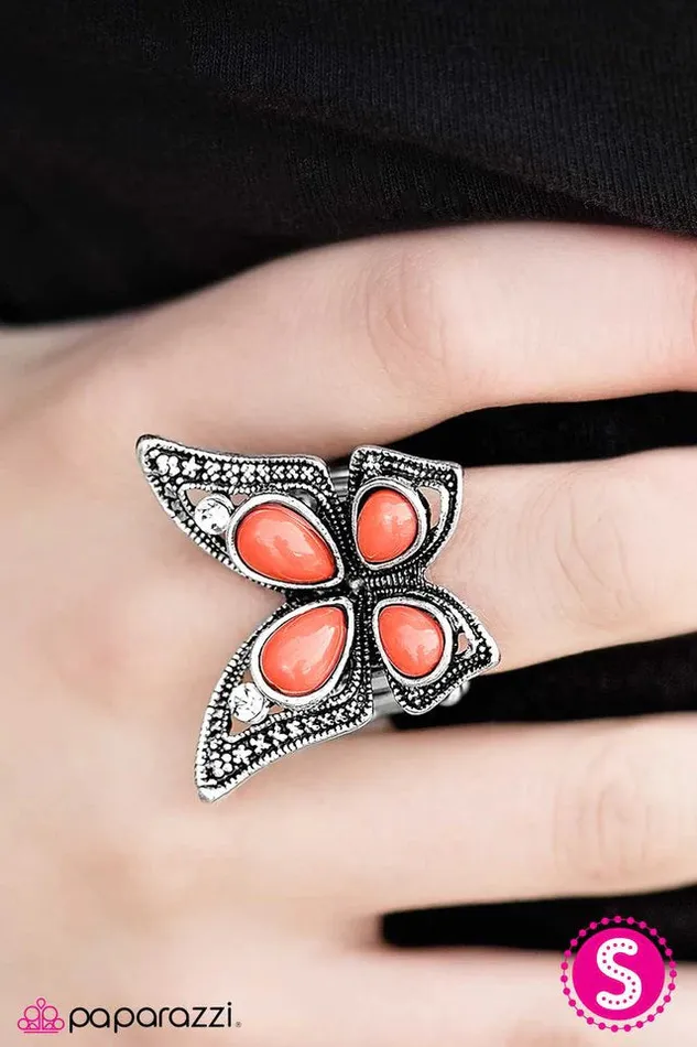 Paparazzi Ring Fly As A Butterfly Orange Paparazzi Jewelry Rings