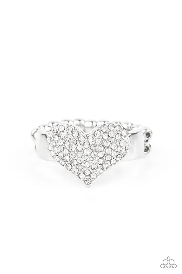 Paparazzi Ring Heart of BLING White Paparazzi Jewelry Rings Paparazzi Ring Heart of BLING White Paparazzi Jewelry Rings
