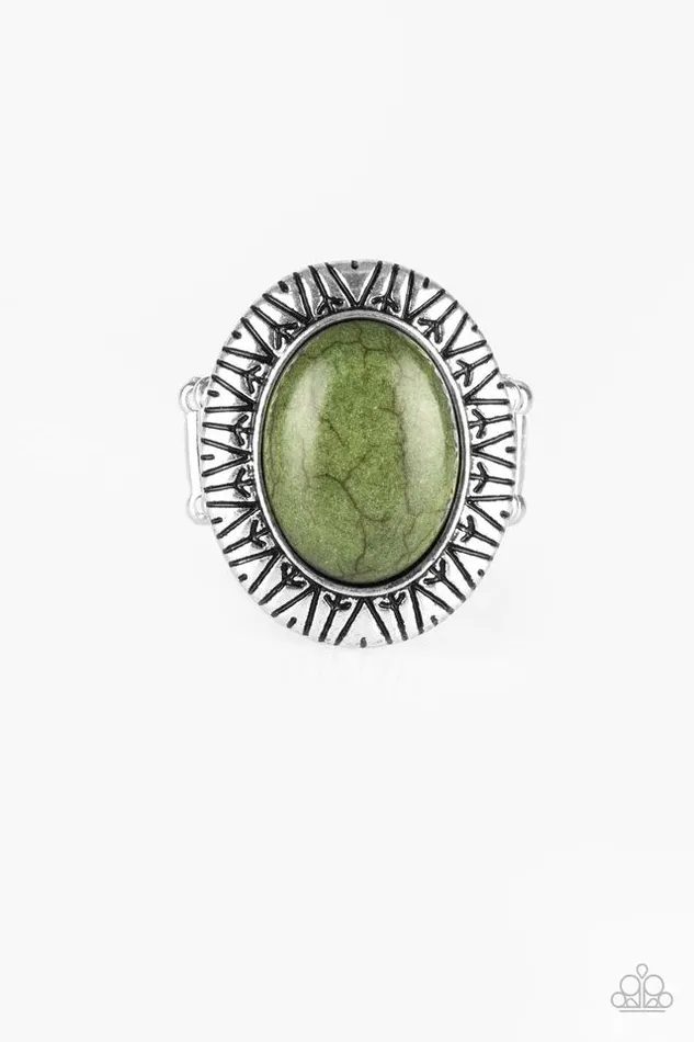 Paparazzi Ring Surfin Sand Dunes Green Paparazzi Jewelry Rings