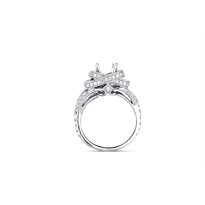 PreStyled Sets Engagement Collections 18K White Gold Diamond Semimount Cushion Halo Prong Set PreStyled Sets Engagement Collections 18K White Gold Diamond Semimount Cushion Halo Prong Set