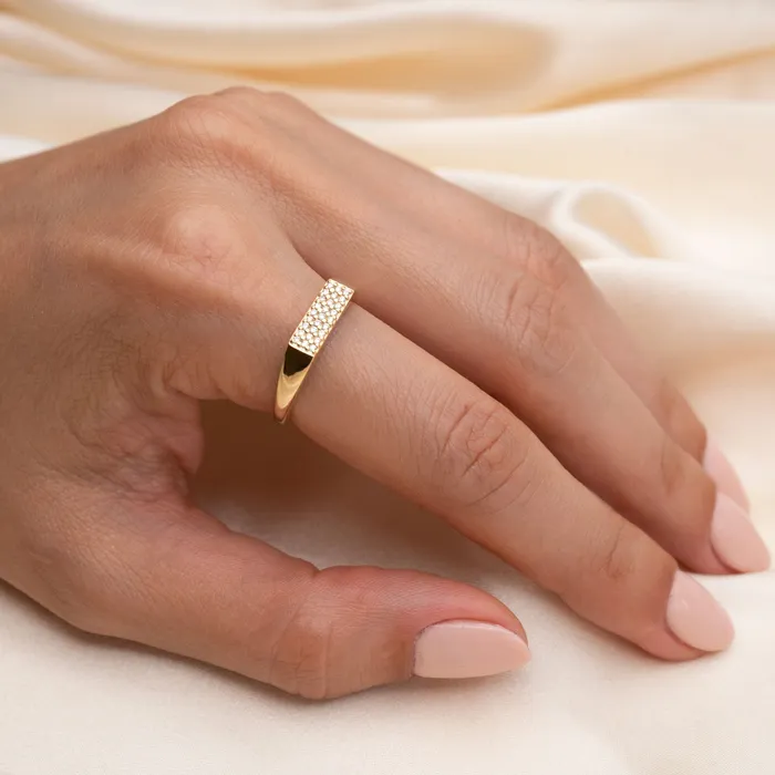 RG Rings 14k Rectangle Diamond Signet Ring