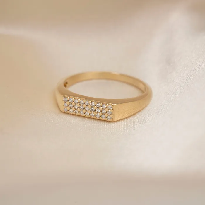 RG Rings 14k Rectangle Diamond Signet Ring
