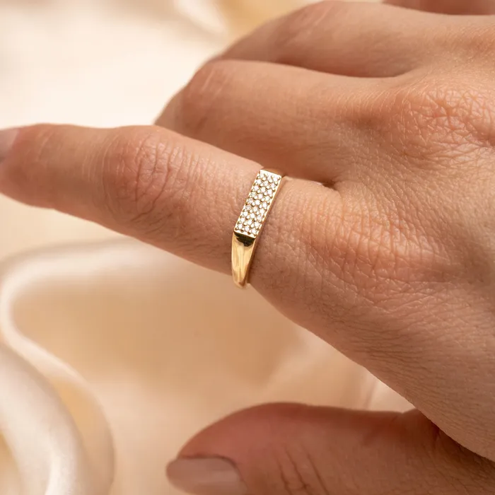 RG Rings 14k Rectangle Diamond Signet Ring