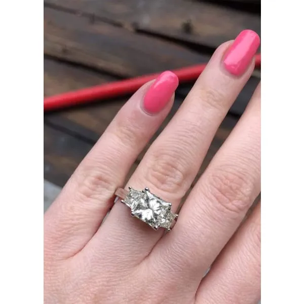 Rings 3 Diamond Engagement Ring Set in 14K White Gold 422ct tw Princess Cut Clarity Enhanced Diamonds Diamond Source NYC Rings 3 Diamond Engagement Ring Set in 14K White Gold 422ct tw Princess Cut Clarity Enhanced Diamonds Diamond Source NYC