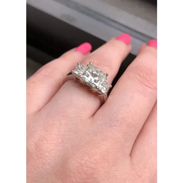 Rings 3 Diamond Engagement Ring Set in 14K White Gold 422ct tw Princess Cut Clarity Enhanced Diamonds Diamond Source NYC