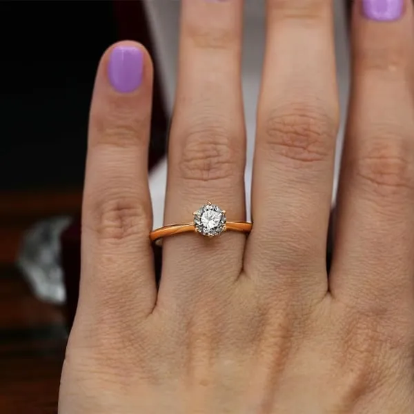 Rings 6 Prong Diamond Solitaire Engagement Ring Set in 14K Rose Gold 105ct tw Round Brilliant Natural Diamond Diamond Source NYC