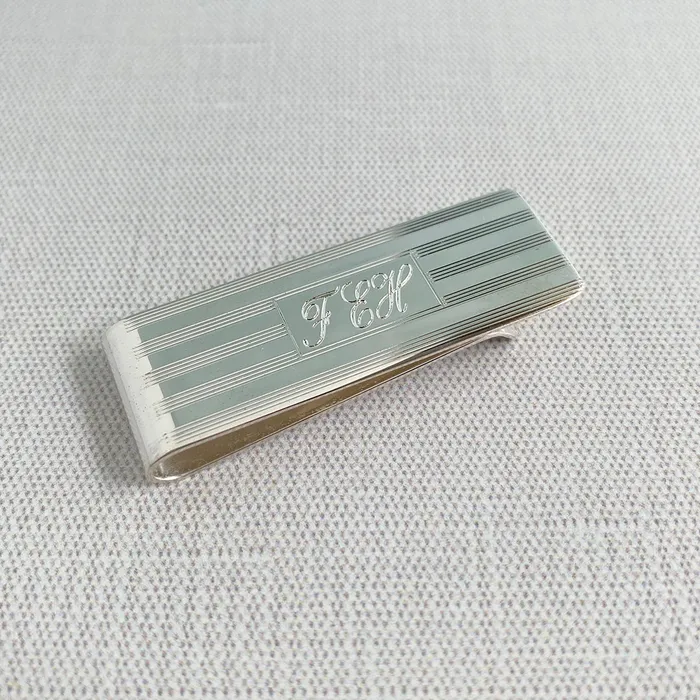 Rings Croghans Sterling Silver Engine Turned Money Clip