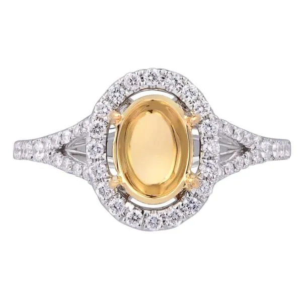 Rings Diamond Source NYC Luxury delicate halo setting 18k white and yellow gold ring with 40ct diamonds KR12522XD8X6