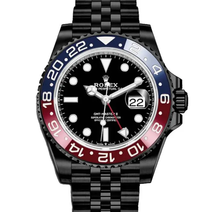 Rolex GMTMaster II Pepsi 40mm Ref 126710blro0001 Black Dial Red Blue Bezel Black DLCPVD Stainless Steel Jubilee Bracelet Rolex Bracelets
