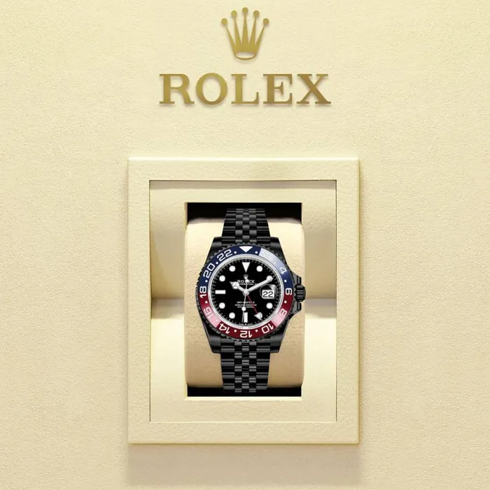Rolex GMTMaster II Pepsi 40mm Ref 126710blro0001 Black Dial Red Blue Bezel Black DLCPVD Stainless Steel Jubilee Bracelet Rolex Bracelets