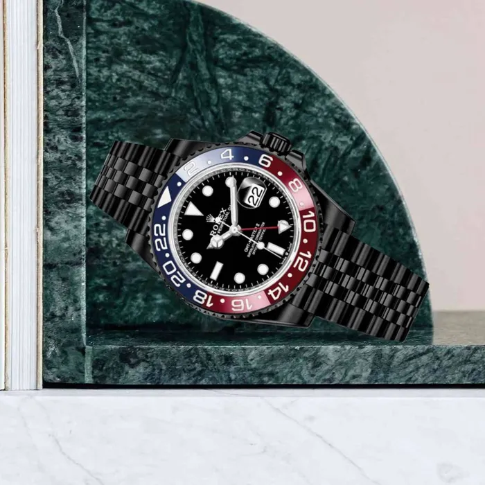 Rolex GMTMaster II Pepsi 40mm Ref 126710blro0001 Black Dial Red Blue Bezel Black DLCPVD Stainless Steel Jubilee Bracelet Rolex Bracelets