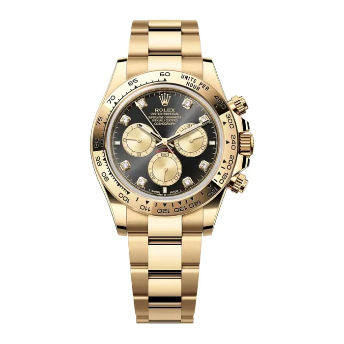 Rolex Rolex Cosmograph Daytona 40mm Ref 126508 Bright Black Champagne Diamond Dial 18K Yellow Gold Oyster Bracelet Mens Watch Bracelets Rolex Rolex Cosmograph Daytona 40mm Ref 126508 Bright Black Champagne Diamond Dial 18K Yellow Gold Oyster Bracelet Mens Watch Bracelets