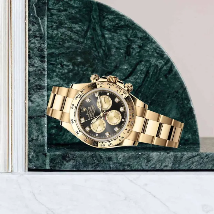 Rolex Rolex Cosmograph Daytona 40mm Ref 126508 Bright Black Champagne Diamond Dial 18K Yellow Gold Oyster Bracelet Mens Watch Bracelets
