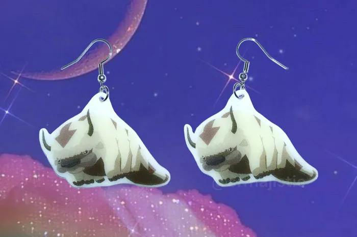 Sam Makes Things Earrings Appa from Avatar the Last Airbender Cute 2D detailed Handmade Earrings Sam Makes Things Earrings Appa from Avatar the Last Airbender Cute 2D detailed Handmade Earrings