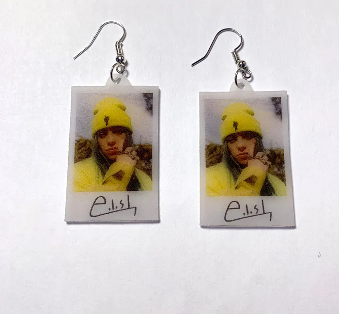 Sam Makes Things Earrings Billie Eilish Signed Polaroid Handmade Earrings