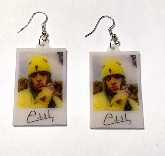 Sam Makes Things Earrings Billie Eilish Signed Polaroid Handmade Earrings