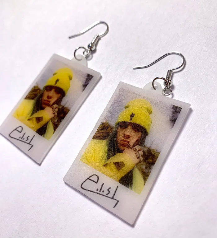 Sam Makes Things Earrings Billie Eilish Signed Polaroid Handmade Earrings