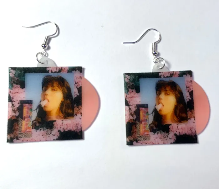 Sam Makes Things Earrings Spill Tab Cotton Candy Vinyl Single Handmade Earrings Sam Makes Things Earrings Spill Tab Cotton Candy Vinyl Single Handmade Earrings