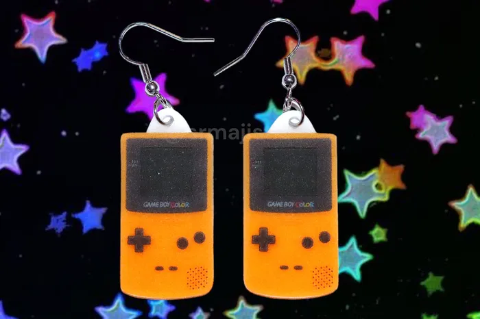 Sam Makes Things Yellow Game Boy Color Console Retro 2D Handmade Earrings Earrings Sam Makes Things Yellow Game Boy Color Console Retro 2D Handmade Earrings Earrings
