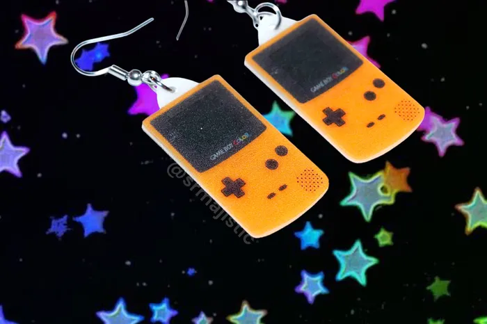 Sam Makes Things Yellow Game Boy Color Console Retro 2D Handmade Earrings Earrings Sam Makes Things Yellow Game Boy Color Console Retro 2D Handmade Earrings Earrings