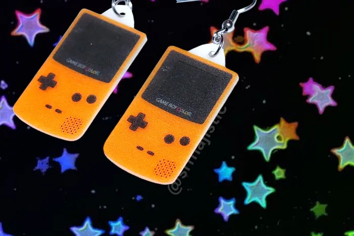 Sam Makes Things Yellow Game Boy Color Console Retro 2D Handmade Earrings Earrings Sam Makes Things Yellow Game Boy Color Console Retro 2D Handmade Earrings Earrings