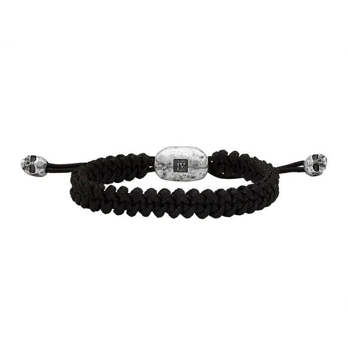Sterling Silver 102mm Black Cord Bolo Bracelet with Skull Ends John Varvatos Bracelets Sterling Silver 102mm Black Cord Bolo Bracelet with Skull Ends John Varvatos Bracelets