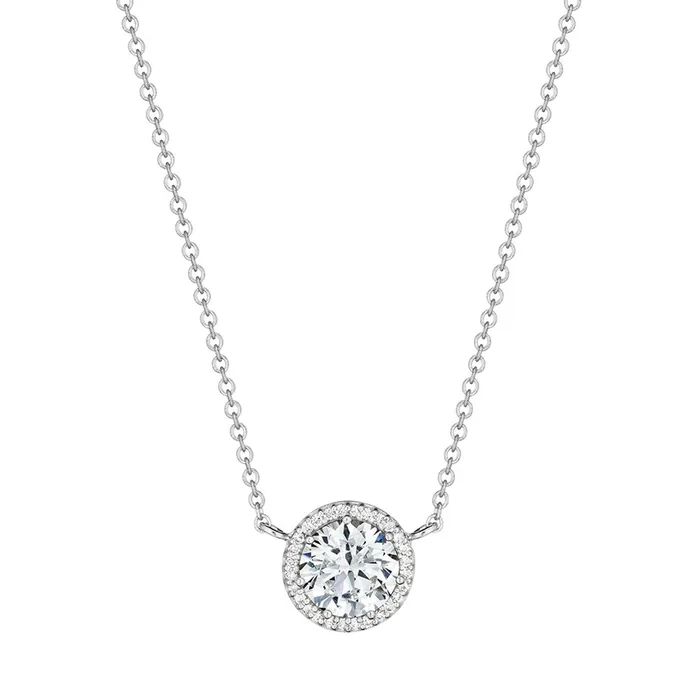 Tacori 14K White Gold Classic Round Diamond Bloom Pendant Mount Necklace for 85mm Tacori Necklaces
