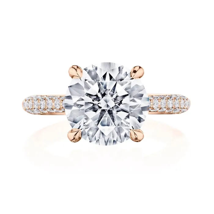 Tacori 18K Rose Gold Founders Diamond Ring Pave Diamond Tacori Rings