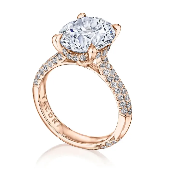 Tacori 18K Rose Gold Founders Diamond Ring Pave Diamond Tacori Rings