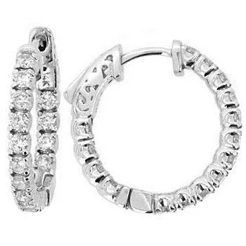 175 Carats Round Natural Earth Mined Diamond Hoop Earring Solid White Gold GB Earrings 175 Carats Round Natural Earth Mined Diamond Hoop Earring Solid White Gold GB Earrings