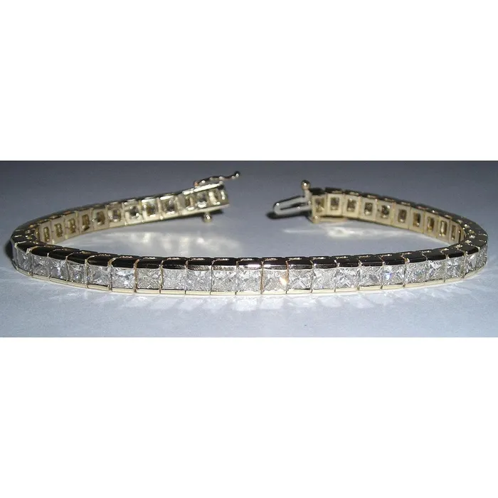 1250 Carat Princess Real Natural Earth Mined Diamonds Tennis Bracelet Gold GB Bracelets