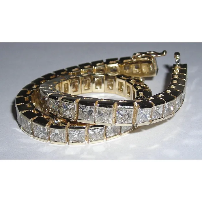1250 Carat Princess Real Natural Earth Mined Diamonds Tennis Bracelet Gold GB Bracelets