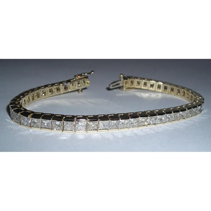 1250 Carat Princess Real Natural Earth Mined Diamonds Tennis Bracelet Gold GB Bracelets