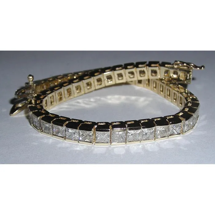 1250 Carat Princess Real Natural Earth Mined Diamonds Tennis Bracelet Gold GB Bracelets