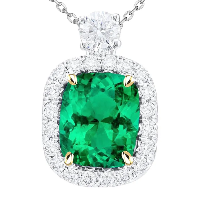 14K Gold Cushion Green Emerald Pendant For Women HarryChadEntcom Necklaces 14K Gold Cushion Green Emerald Pendant For Women HarryChadEntcom Necklaces