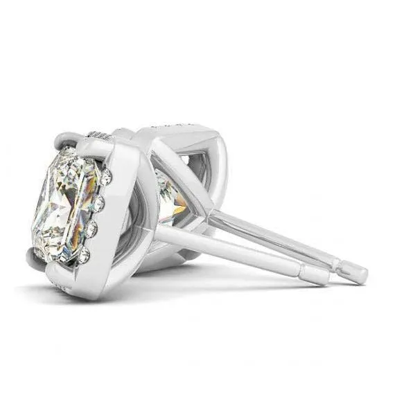 250 Carats Princess Center Natural Earth Mined Diamond Studs Earrings Halo White Gold 14K GB Earrings 250 Carats Princess Center Natural Earth Mined Diamond Studs Earrings Halo White Gold 14K GB Earrings