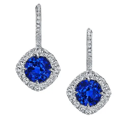 320 Ct Round Ceylon Sapphire And Natural Earth Mined Diamond Dangle Earring GB Earrings 320 Ct Round Ceylon Sapphire And Natural Earth Mined Diamond Dangle Earring GB Earrings