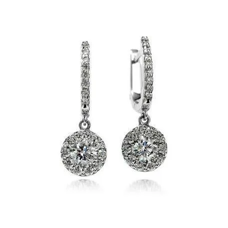 344 Carats Prong Set Natural Earth Mined Diamonds Lady Dangle Earrings White Gold 14K GB Earrings