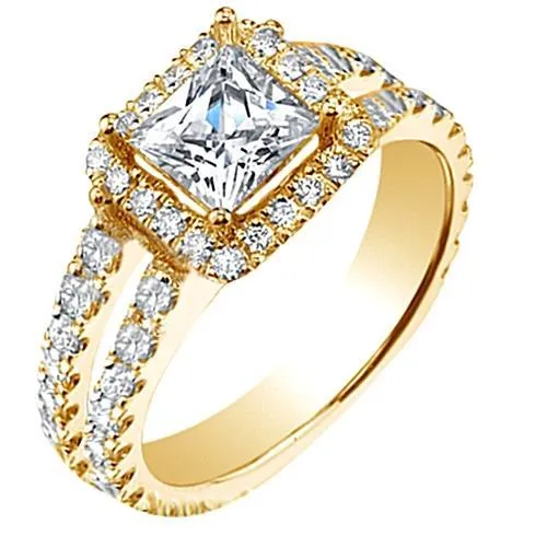 425 Carats Princess Natural Earth Mined Diamond Engagement Ring Yellow Gold 14K Split Shank GB Rings 425 Carats Princess Natural Earth Mined Diamond Engagement Ring Yellow Gold 14K Split Shank GB Rings