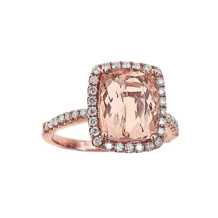 545 Ct Morganite Fancy Ring With Small Natural Earth Mined Diamonds 18K Rose Gold GB Rings 545 Ct Morganite Fancy Ring With Small Natural Earth Mined Diamonds 18K Rose Gold GB Rings