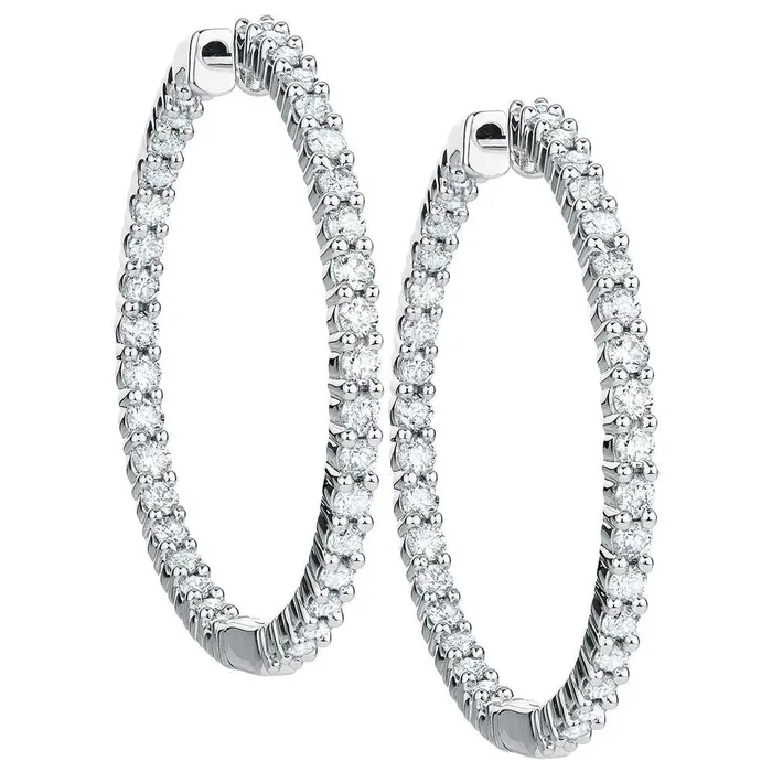 5 Carats Round Cut Natural Earth Mined Diamonds Lady Hoop Earrings 14K White Gold GB Earrings 5 Carats Round Cut Natural Earth Mined Diamonds Lady Hoop Earrings 14K White Gold GB Earrings