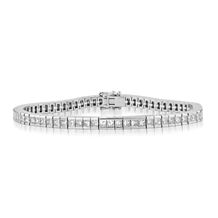 7 Carat Princess Real Natural Earth Mined Diamonds Tennis Bracelet White Gold GB Bracelets 7 Carat Princess Real Natural Earth Mined Diamonds Tennis Bracelet White Gold GB Bracelets