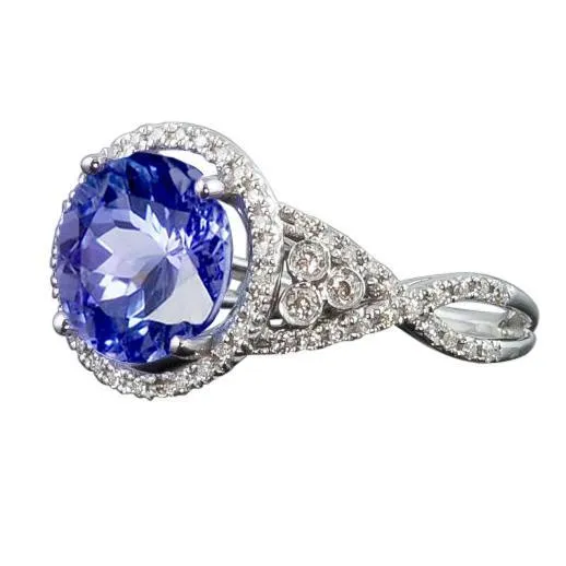 801 Cts Round Ceylon Sapphire And Natural Earth Mined Diamonds Ring White Gold 14K GB Rings 801 Cts Round Ceylon Sapphire And Natural Earth Mined Diamonds Ring White Gold 14K GB Rings