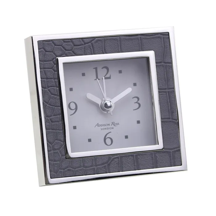 Addison Ross Rings Addison Ross Dove Croc SilverPlated Square Silent Alarm Clock