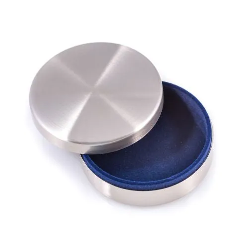 Bey Berk Bracelets Brushed Stainless Steel Round Keepsake Box Velvet Lining Bey Berk Bracelets Brushed Stainless Steel Round Keepsake Box Velvet Lining