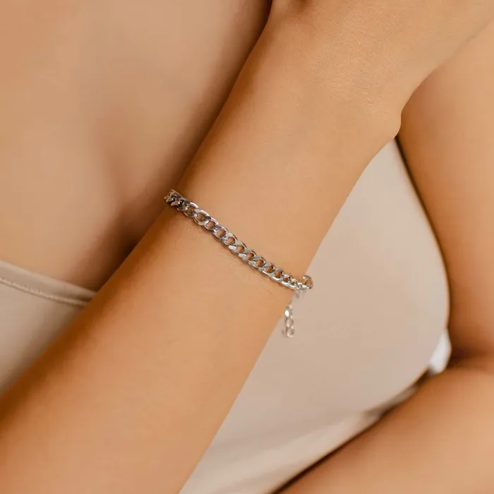 Bracelets Hey Happiness Chunky Curb Chain Bracelet Silver Bracelets Hey Happiness Chunky Curb Chain Bracelet Silver