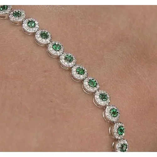 Bracelets Natural Earth Mined Diamond Tennis Bracelet 12 Carats Green Sapphire Prong Set GB Bracelets Natural Earth Mined Diamond Tennis Bracelet 12 Carats Green Sapphire Prong Set GB